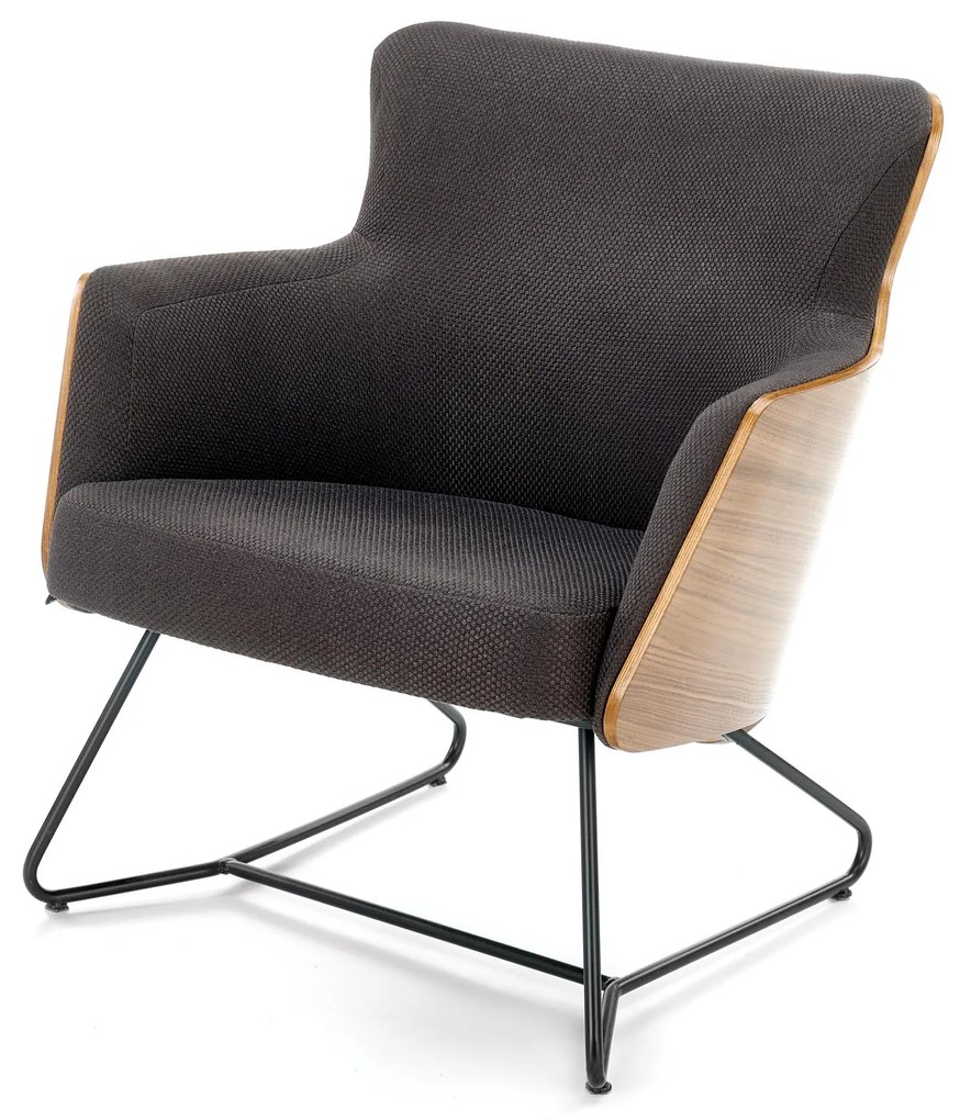 CHILLOUT leisure armchair dark grey / american walnut, legs - black DIOMMI V-PL-CHILLOUT-FOT-C.POPIEL/ORZECH AM.