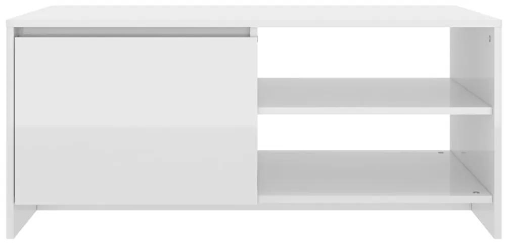 Τραπεζάκι Σαλονιού Γυαλ. Λευκό 102x50x45 εκ. Επεξεργ. Ξύλο - Λευκό
