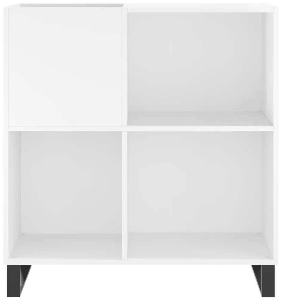 vidaXL Δισκοθήκη Γυαλιστερή Λευκή 84,5 x 38x 89 εκ. από Επεξεργ. Ξύλο