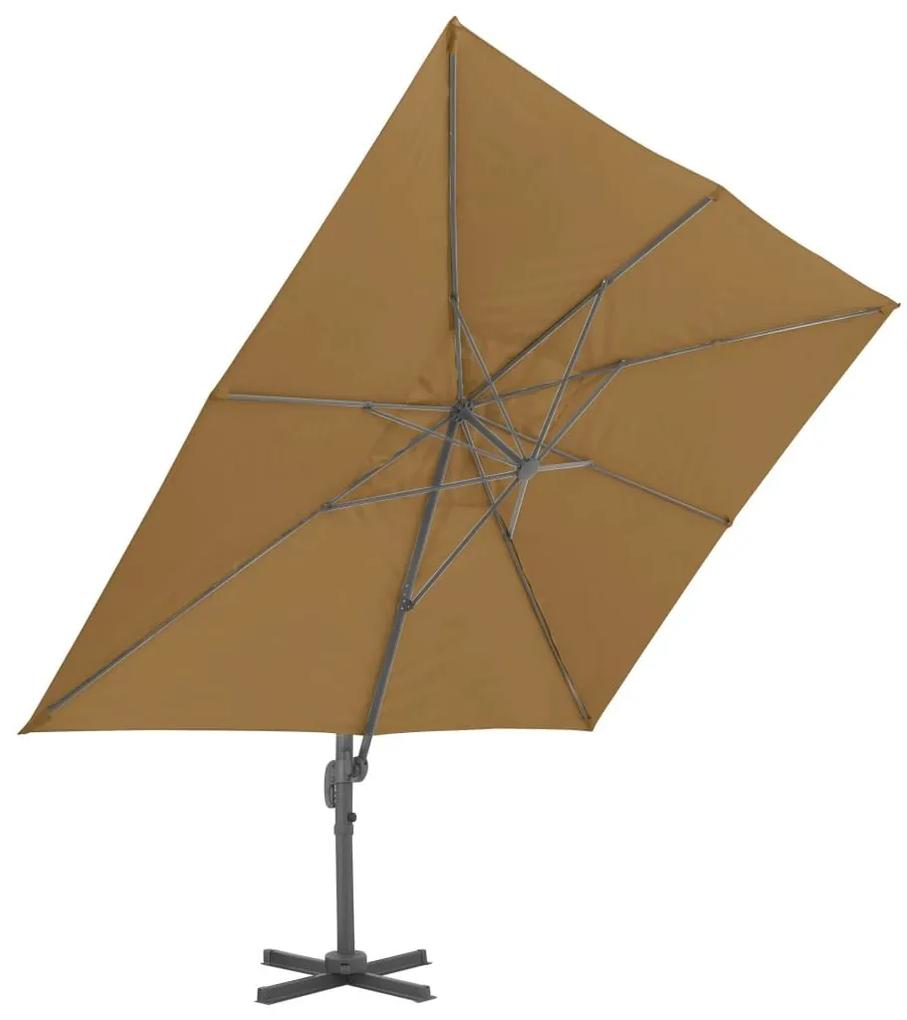 Ομπρέλα Κρεμαστή Χρώμα Taupe 400 x 300 εκ. με Ιστό Αλουμινίου - Μπεζ-Γκρι