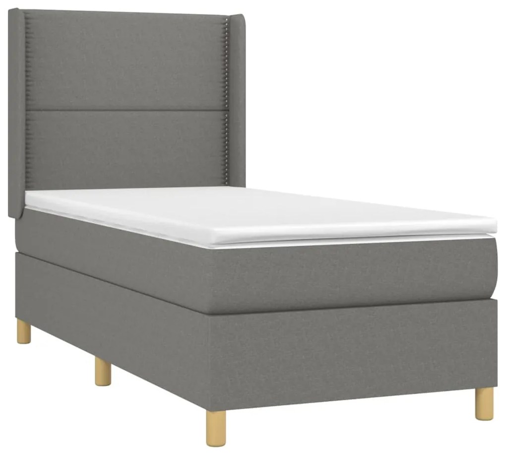 ΚΡΕΒΑΤΙ BOXSPRING ΜΕ ΣΤΡΩΜΑ &amp; LED ΣΚ.ΓΚΡΙ 80X200 ΕΚ. ΥΦΑΣΜΑΤΙΝΟ 3138750