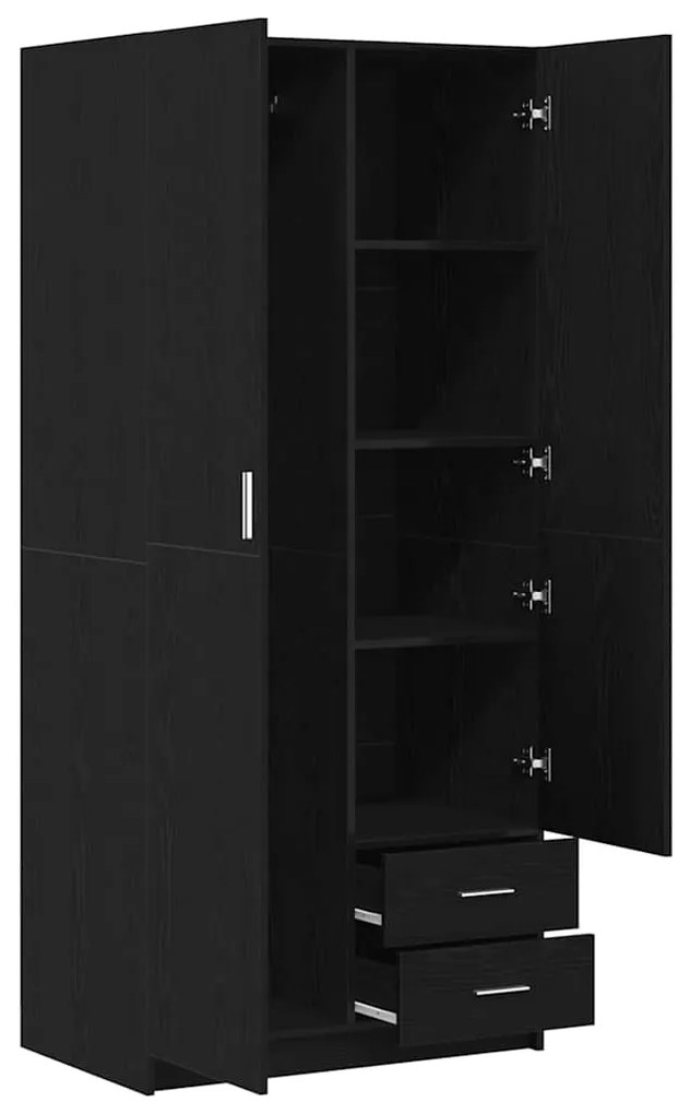 vidaXL Ντουλάπι Μαύρη δρυς 80 x 52 x 180 εκ Επεξεργασμένο ξύλο