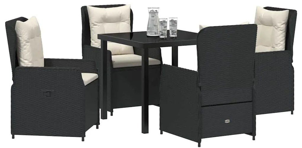 vidaXL Σέτ φαγητού για κήπο 5 pcs Μαύρο συνθετικό ρατάν