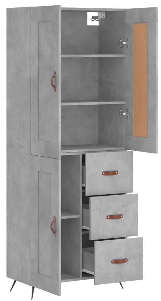 vidaXL Ντουλάπι Γκρι Σκυροδέματος 69,5x34x180 εκ. Επεξεργασμένο Ξύλο