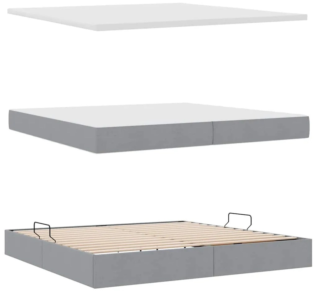 vidaXL Κρεβάτι με αποθηκευτικό χώρο και στρώμα με στρώμα Ανοιχτό γκρι