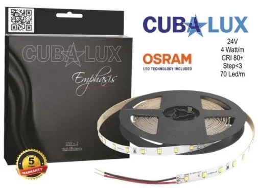 Ταινία LED 4W/m 5M 70LED/M 24V CRI80 3000K 570lm/m EMPHASIS 770026 Cubalux 770026