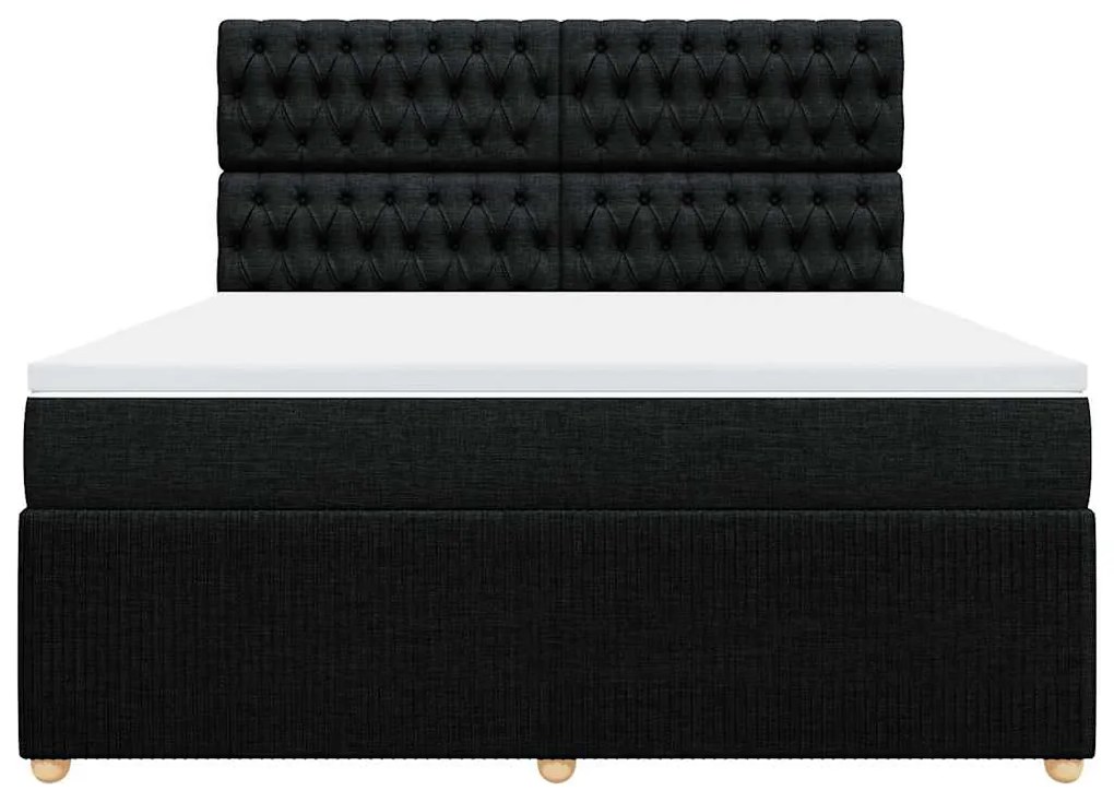 vidaXL Κρεβάτι Boxspring με Στρώμα Μαύρο 180x200 εκ. Υφασμάτινο