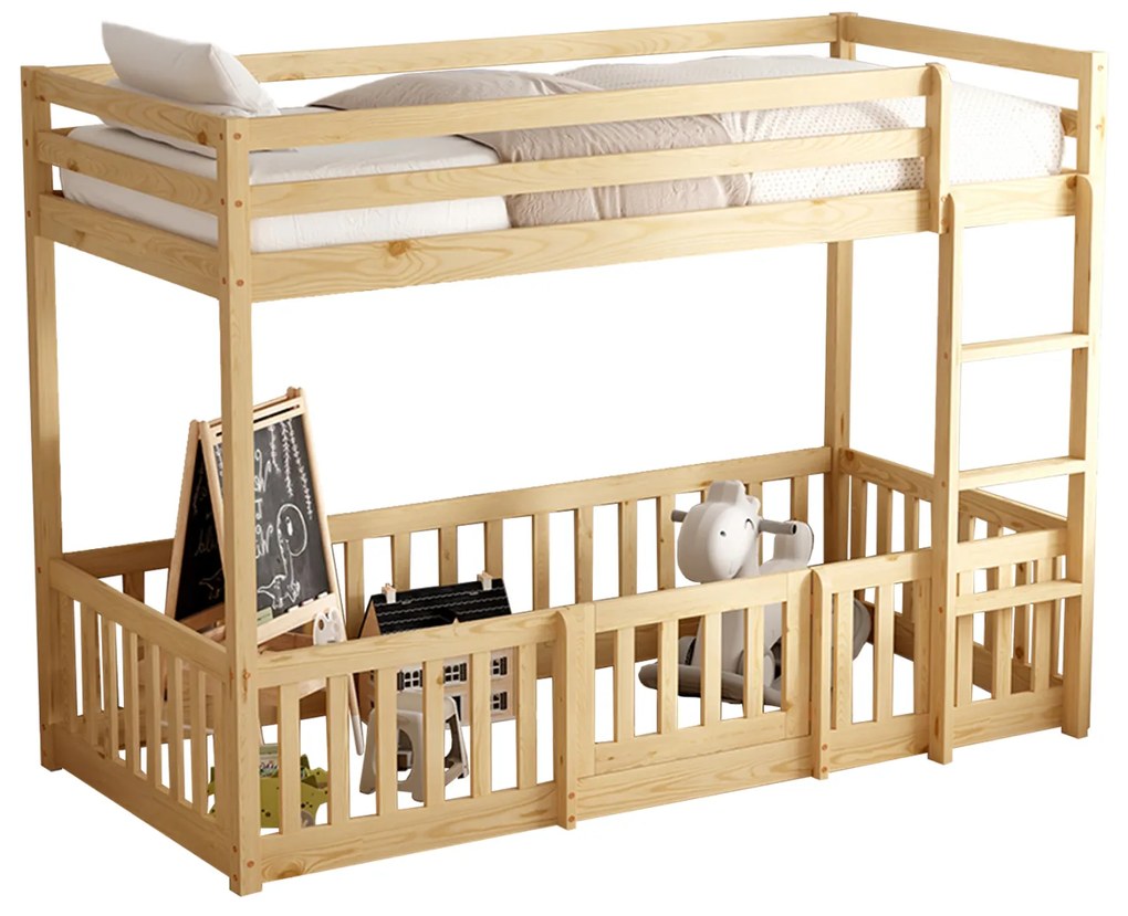 ΠΑΙΔΙΚΗ ΚΟΥΚΕΤΑ ΜΕ ΠΑΡΚΑΚΙ PLAYKID HM703.01 ΞΥΛΟ ΠΕΥΚΟΥ ΦΥΣΙΚΟ ΓΙΑ 190x90εκ
