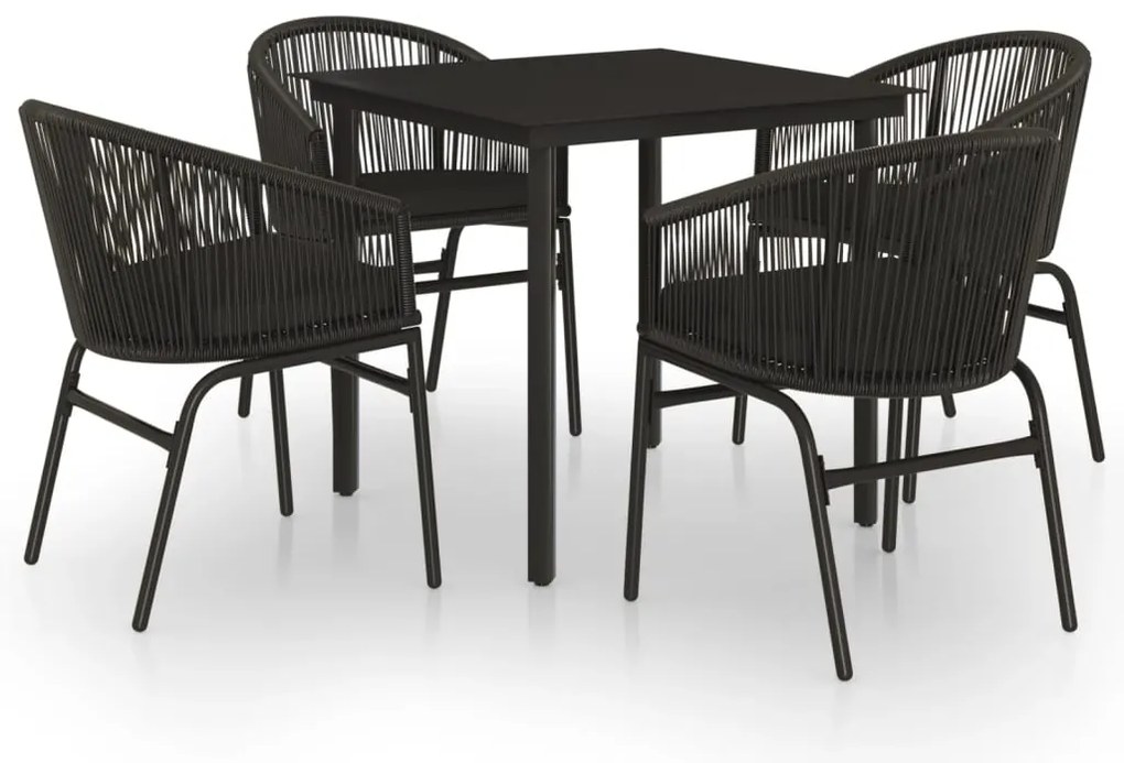 vidaXL Σετ Τραπεζαρίας Κήπου 5 Τεμαχίων Μαύρο