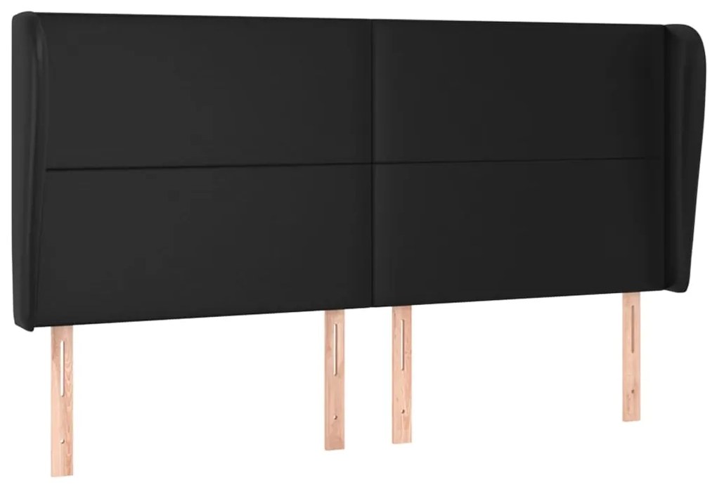 Κεφαλάρι με Πτερύγια Μαύρο 203x23x118/128 εκ. Συνθ. Δέρμα 3117784