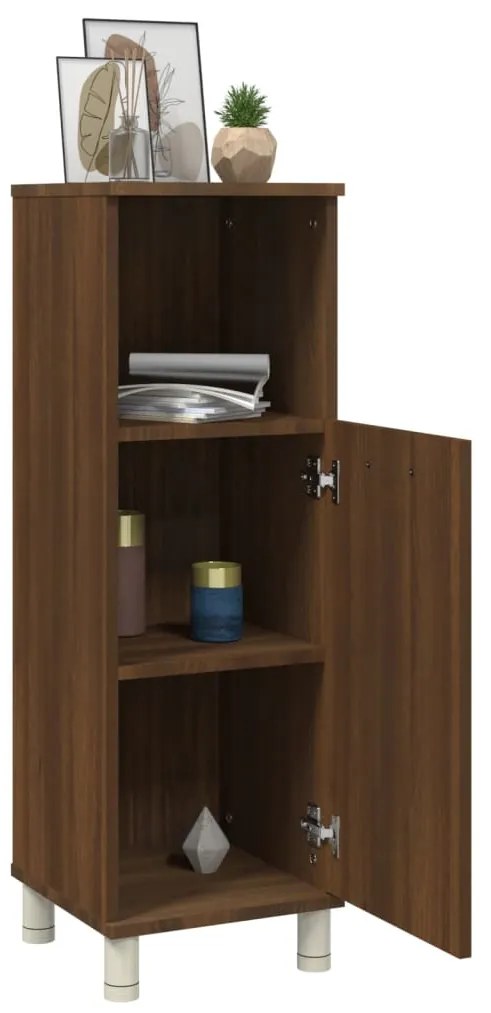 vidaXL Ντουλάπι Μπάνιου Καφέ Δρυς 30x30x95 εκ. Επεξεργασμένο Ξύλο