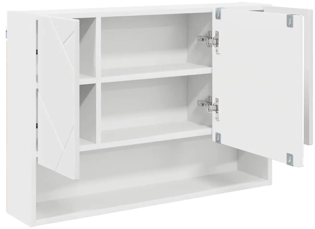 vidaXL Ντουλάπα Καθρέφτη Λευκό 80 x 17 x 55 εκ Επεξεργασμένο ξύλο