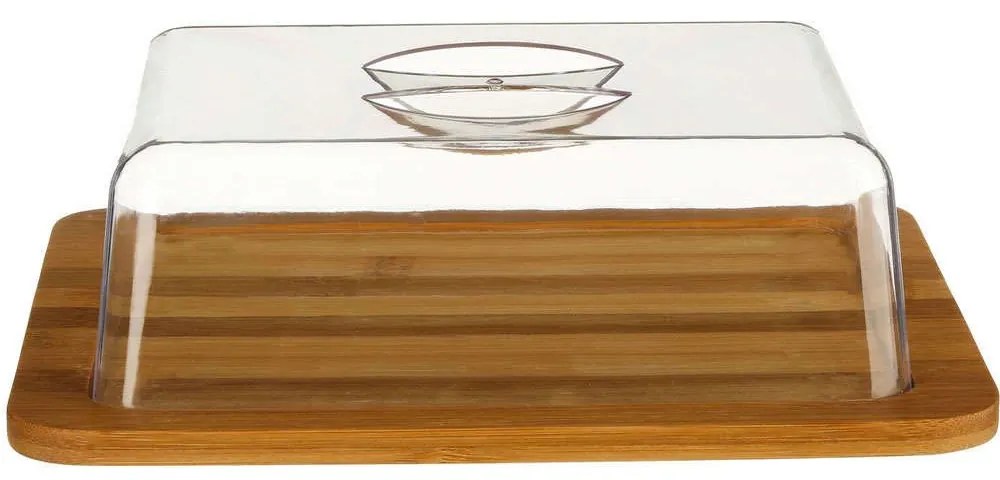 Τυριέρα Με Καπάκι 111534 26x20x7,3cm Natural-Clear Marva Ακρυλικό,Bamboo