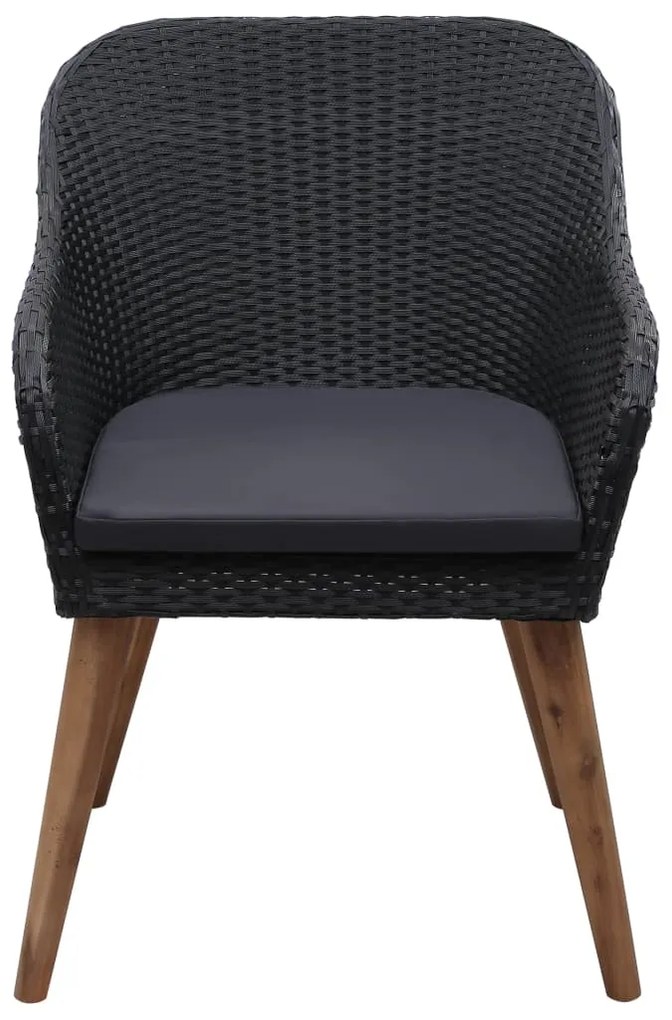 vidaXL Πολυθρόνες Εξωτερ. Χώρου 2 τεμ. Μαύρες Συνθ. Ρατάν με Μαξιλάρια