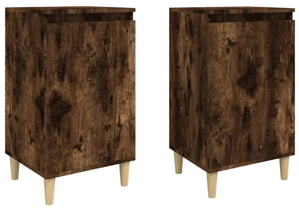 vidaXL Κομοδίνα 2 Τεμ. Καπνιστή Δρυς 40x35x70 εκ. Επεξεργασμένο Ξύλο