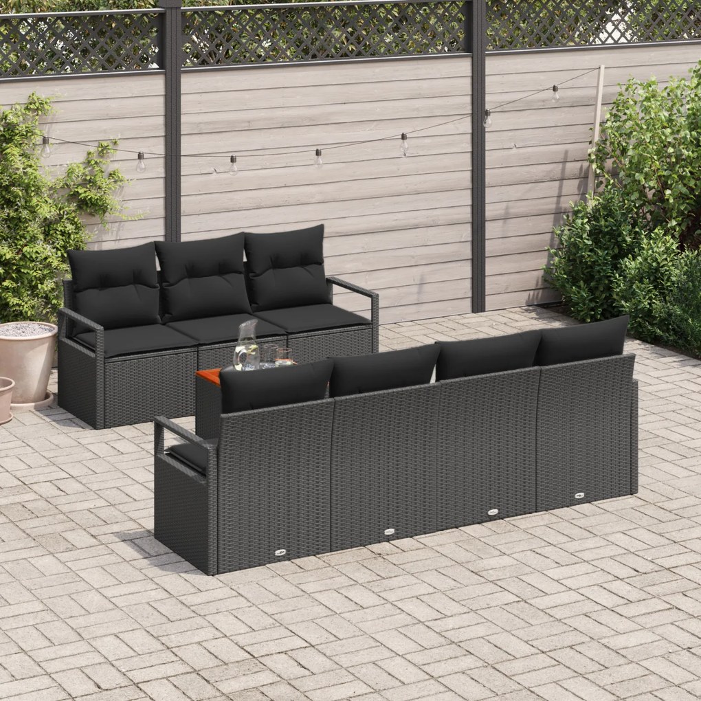 vidaXL Σετ Καναπέ Κήπου 8 pcs Μαύρο Μεσαίο Ρατάν