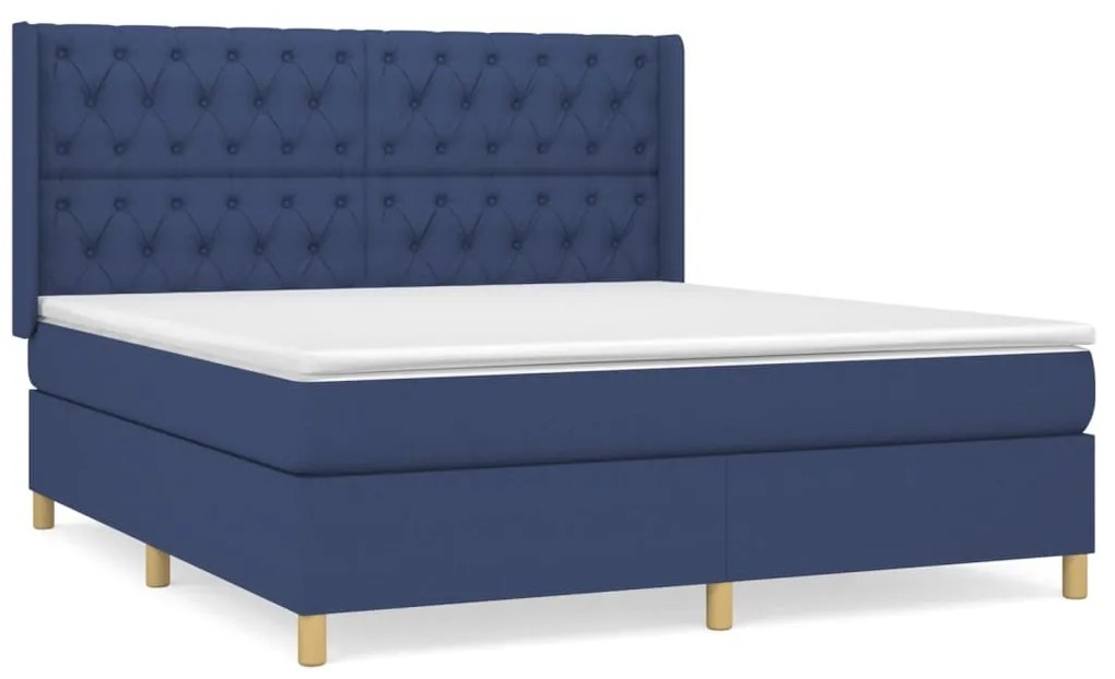 vidaXL Κρεβάτι Boxspring με Στρώμα Μπλε 160x200 εκ. Υφασμάτινο