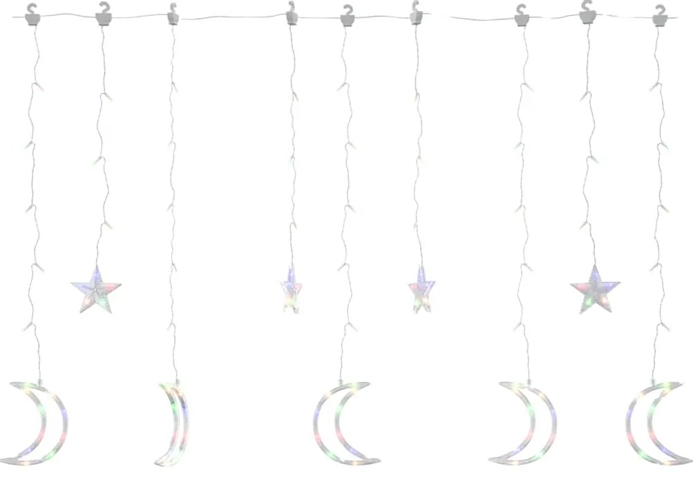 vidaXL Λαμπάκια σε Σχήμα Αστέρι & Φεγγάρι Πολύχρωμα Χειριστ. 138 LED