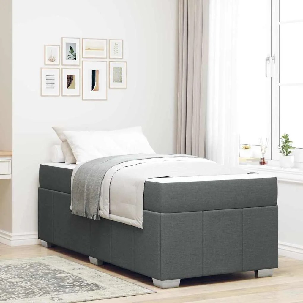vidaXL Σκελετός Κρεβατιού Σκούρο γκρι 90 x 200 cm ύφασμα