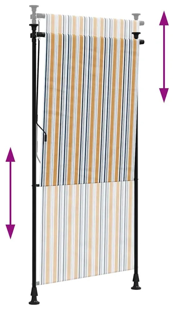 vidaXL Στόρι Ρόλερ Εξ. Χώρου Κίτρινο/Λευκό 100x270 εκ. Ύφασμα/Ατσάλι