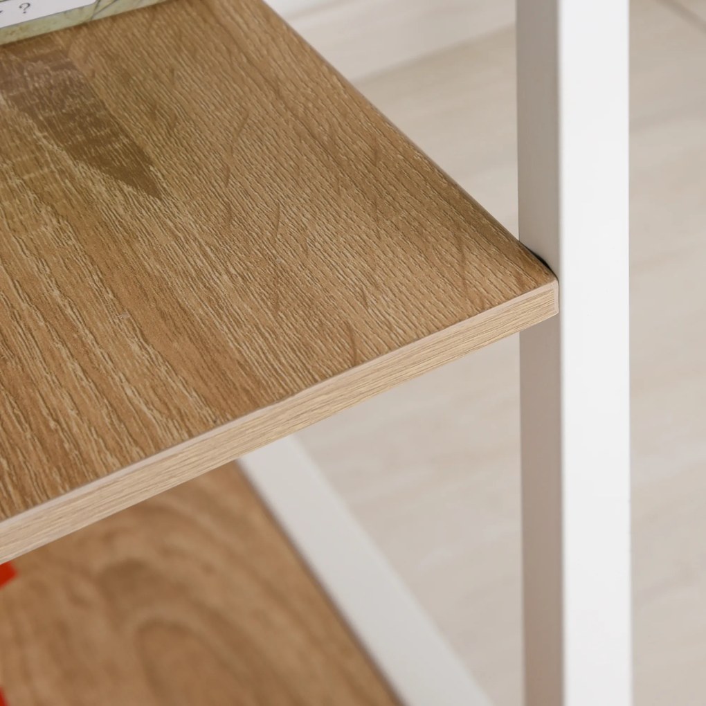 HOMCOM Πτυσσόμενο τραπέζι Γραφείο Βοηθητικό τραπέζι Γραφείο υπολογιστή Κινητό τραπέζι υπολογιστή με ροδάκια MDF Φυσικό 107 x 55 x 76 εκ.