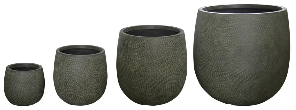 ΣΕΤ 4ΤΜΧ ΓΛΑΣΤΡΕΣ ΣΤΡΟΓΓΥΛΕΣ GARDENER HM4726 FIBERCLAY ΓΚΡΙΖΟΠΡΑΣΙΝΟ Φ55.5x53.5Υεκ