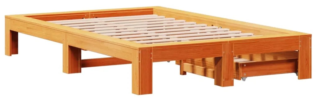 Σκελετός Κρεβ. Χωρίς Στρώμα Καφέ Κεριού 120x200 εκ Μασίφ Πεύκο - Καφέ