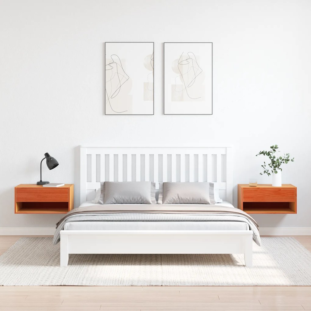 vidaXL Κομοδίνο 2 pcs Καφέ κεριού 50 x 32.5 x 24 εκ Μασίφ ξύλο πεύκου