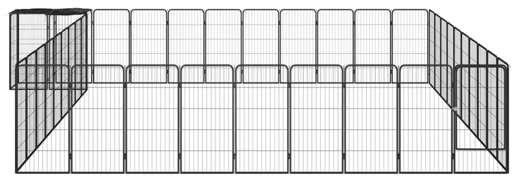 vidaXL Κλουβί Σκύλου 42 Πάνελ Μαύρο 50x100 εκ. Ατσάλι με Βαφή Πούδρας