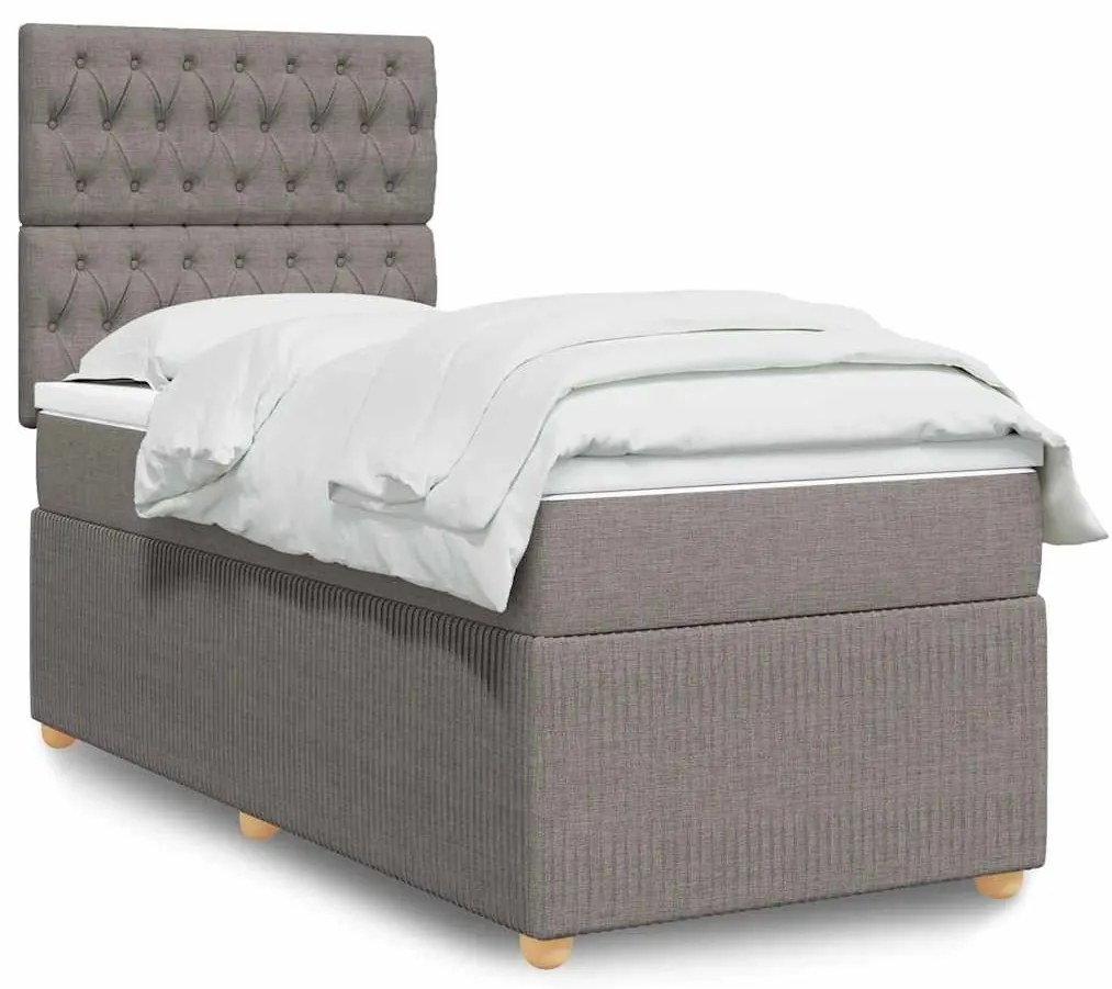 vidaXL Κρεβάτι Boxspring με Στρώμα Taupe 90x190 εκ.Υφασμάτινο