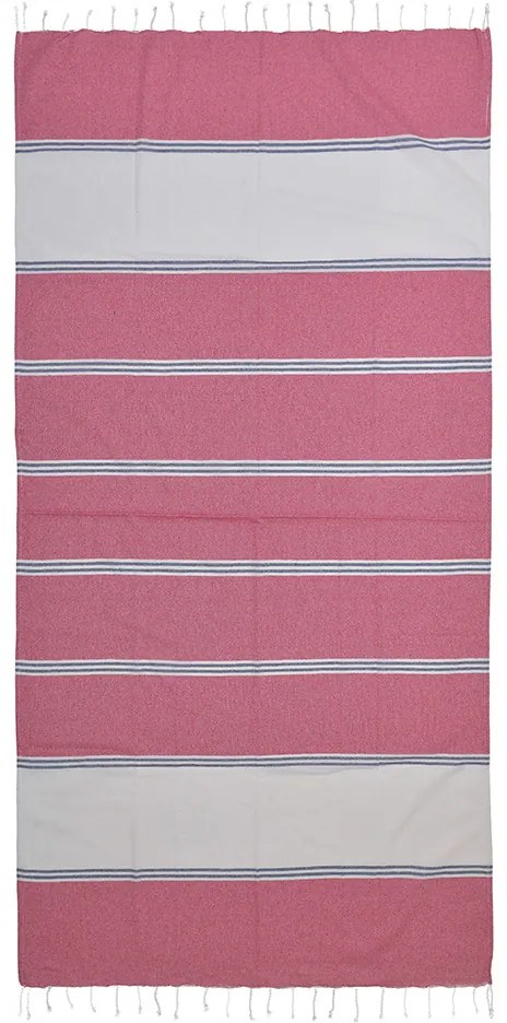 Πετσέτα Θαλάσσης Pestemal Βαμβακερή Λευκή-Ροζ-Μπλε 90x180εκ. ble 5-46-509-0037