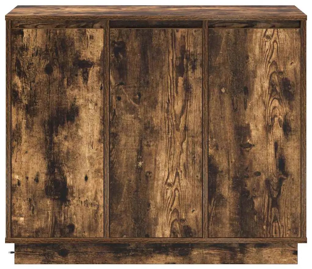 vidaXL Πλευρικό Τραπέζι LED Καπνιστό Δρύς 90 x 32 x 75 εκ.