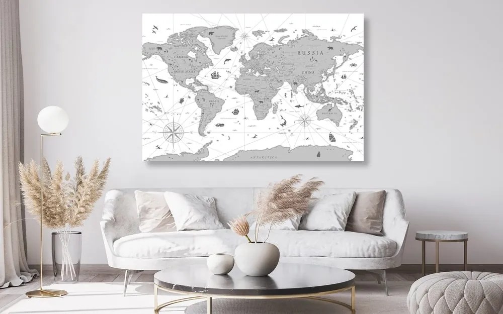 Εικόνα σε ασπρόμαυρο χάρτη από φελλό - 90x60  wooden