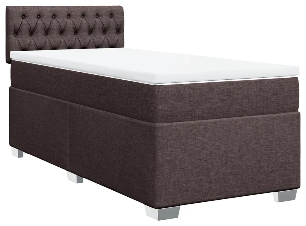 vidaXL Κρεβάτι Boxspring με Στρώμα Σκούρο Καφέ 90x190 εκ. Υφασμάτινο