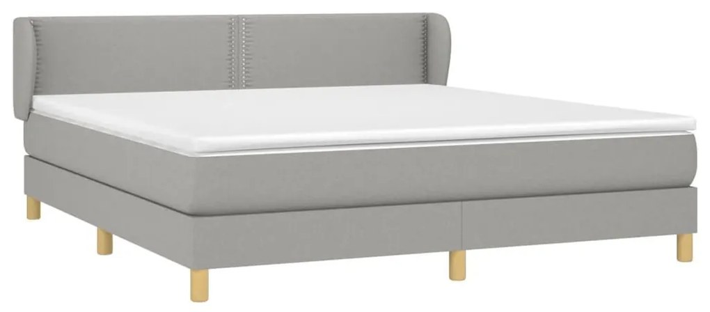 Κρεβάτι Boxspring με Στρώμα Ανοιχτό Γκρι 180x200 εκ. Υφασμάτινο - Γκρι