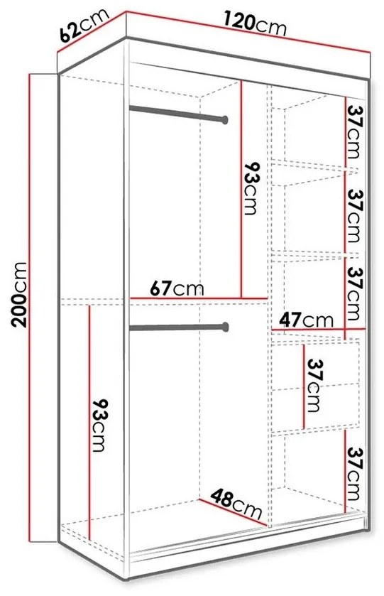 Ντουλάπα Hartford 241, Ματ άσπρο, Λευκό μάρμαρο, 200x120x62cm, 96 kg, Πόρτες ντουλάπας: Ολίσθηση, Αριθμός ραφιών: 5, Αριθμός ραφιών: 5 | Epipla1.gr