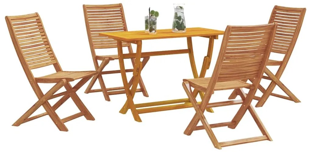 vidaXL Σέτ φαγητού για κήπο με μαξιλάρι 5 pcs Καφέ Μασίφ ξύλο ακακίας