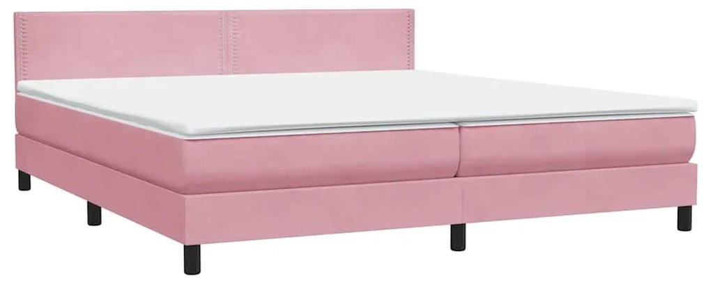 Box Spring κρεβάτι με στρώμα ροζ 200x220 cm Βελούδινο - Ροζ