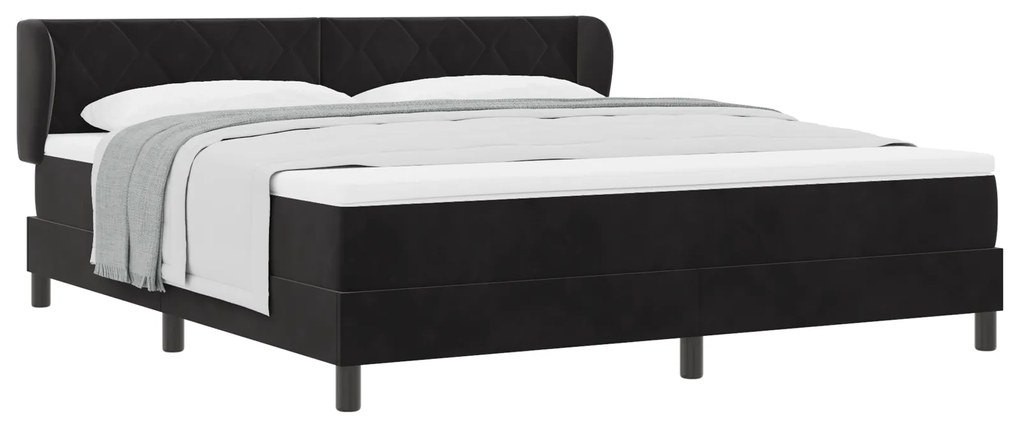 vidaXL Κρεβάτι με Στρώμα Μαύρο 180x200 εκ σε Βελούδο
