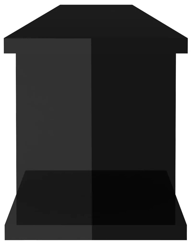 Ραφιέρες Τοίχου 2 τεμ. Γυαλιστερό Μαύρο 105x18x20εκ Μοριοσανίδα - Μαύρο