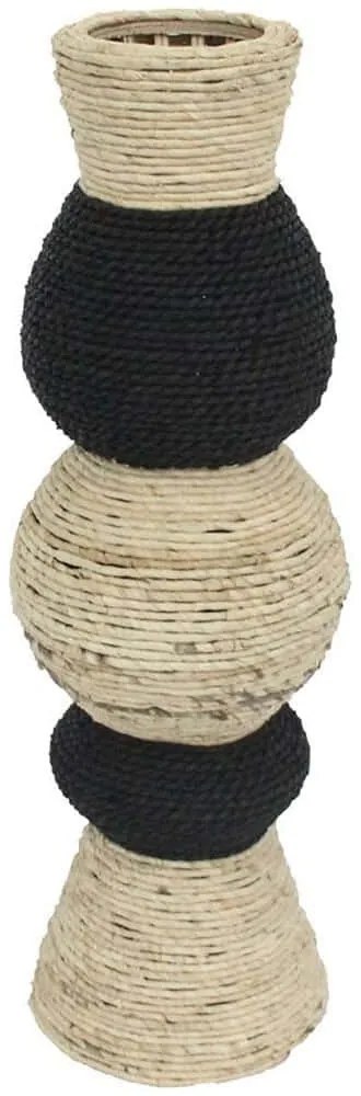 Βάζο Nubia 032077 21x21x66cm Natural-Black Polywood,Σχοινί