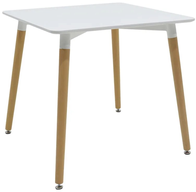 Τραπέζι Natali pakoworld MDF λευκό-πόδια φυσικό 80x80x76εκ