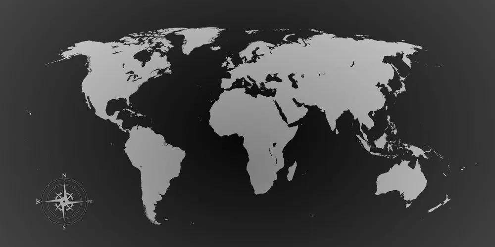 Εικόνα του παγκόσμιου χάρτη σε αποχρώσεις του γκρι - 100x50