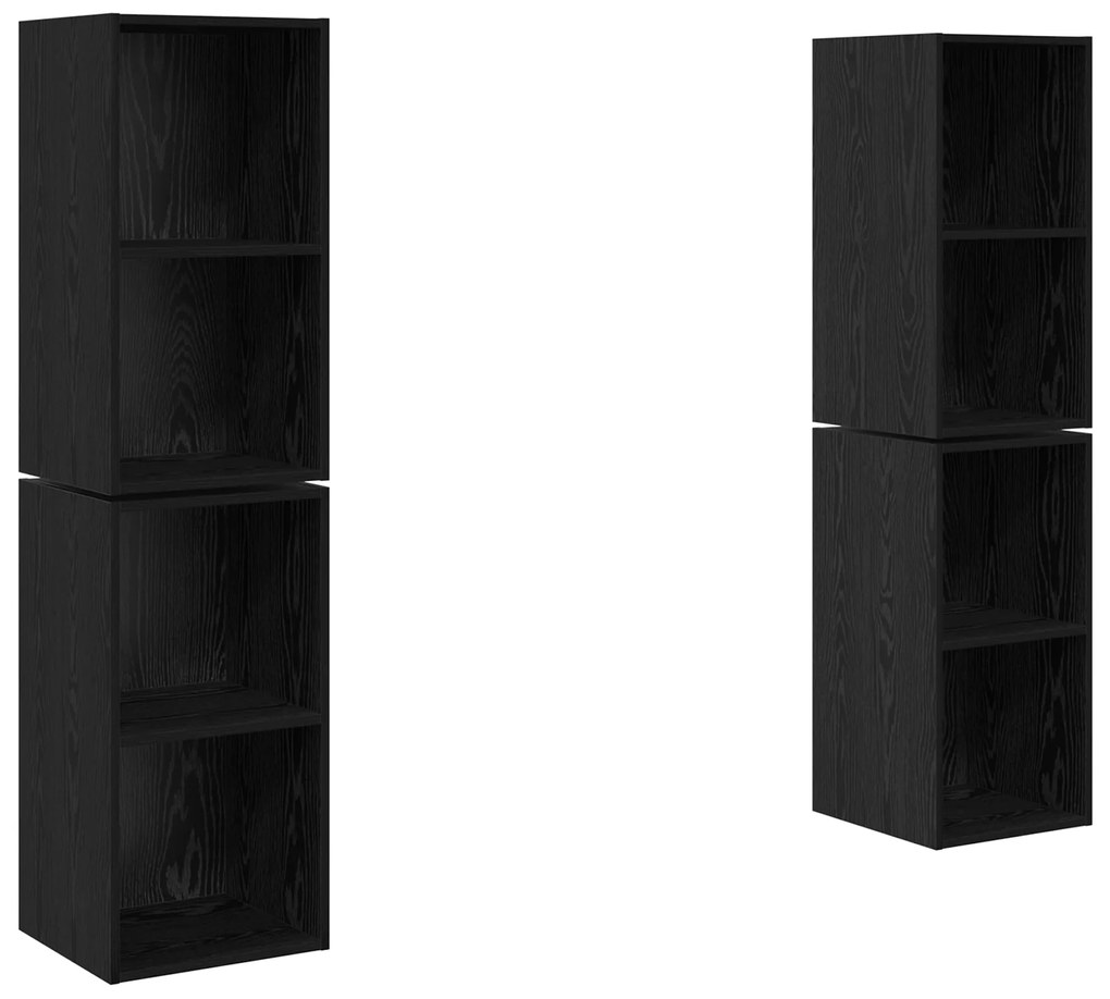 vidaXL Τηλεοπτική Κάβα Τοίχου με ράφι 4 pcs Μαύρη Δρυς 37 x 37 x 72 εκ