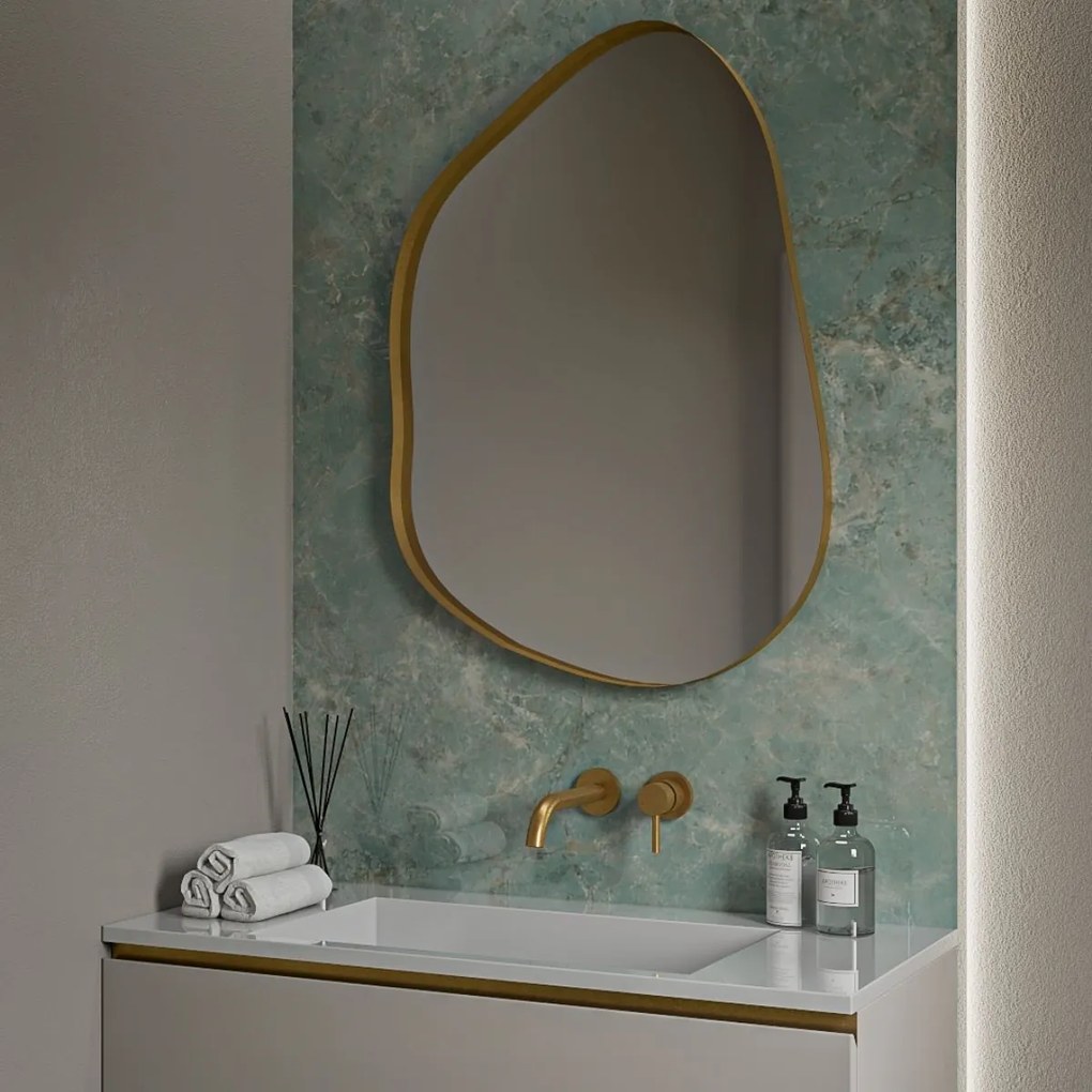 Καθρέπτης τοίχου Iron Uovo 65x90,λάμα χάλυβα 3εκ. Φωτισμός: LED+Διακόπτης αφής, Χρώμα Λάμας: Λευκό