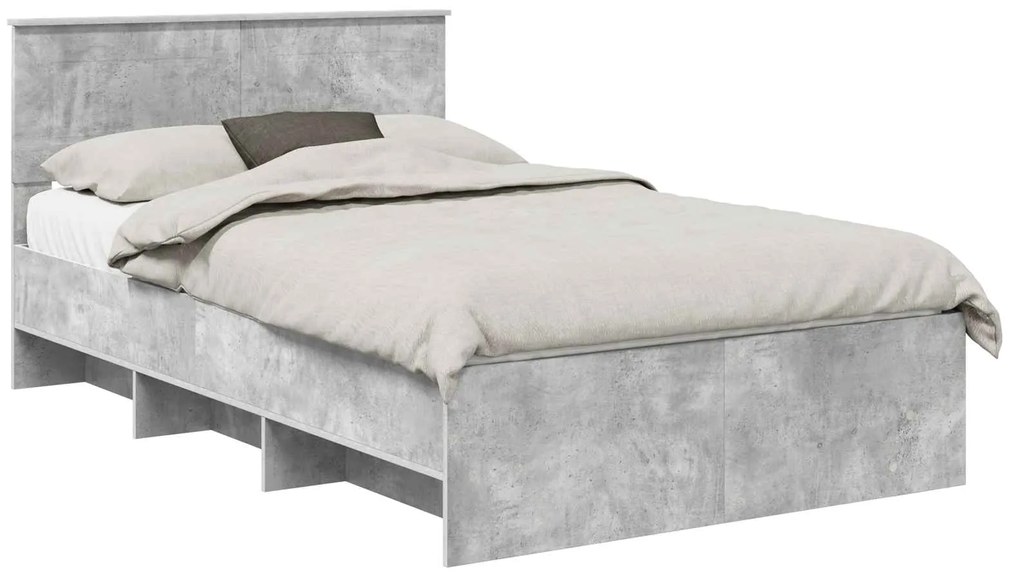 vidaXL Σκελετός Κρεβατιού με κεφαλάρι Σκυρόδεμα Γκρι 120 x 123 εκ.