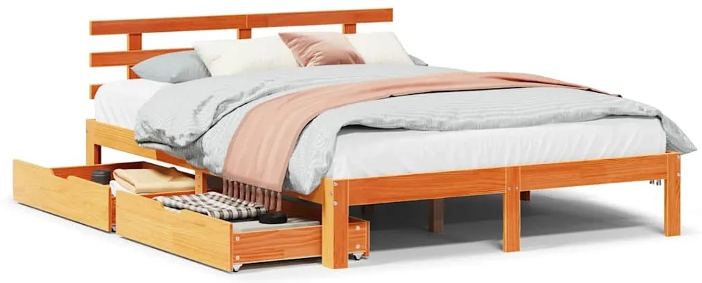 vidaXL Σκελετός Κρεβ. Χωρίς Συρτάρια Καφέ Κεριού 140x190 εκ.