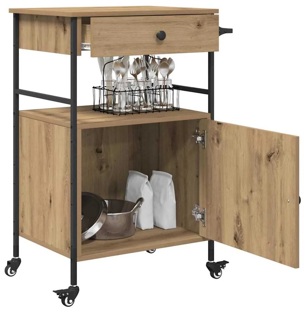 vidaXL Καρότσι Κουζίνας Artisan Oak 56 x 43 x 89,5 εκ