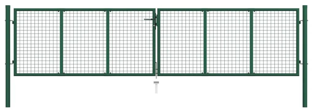 Πόρτα Περίφραξης με Πλέγμα Πράσινη 400 x 100 εκ. Ατσάλινη