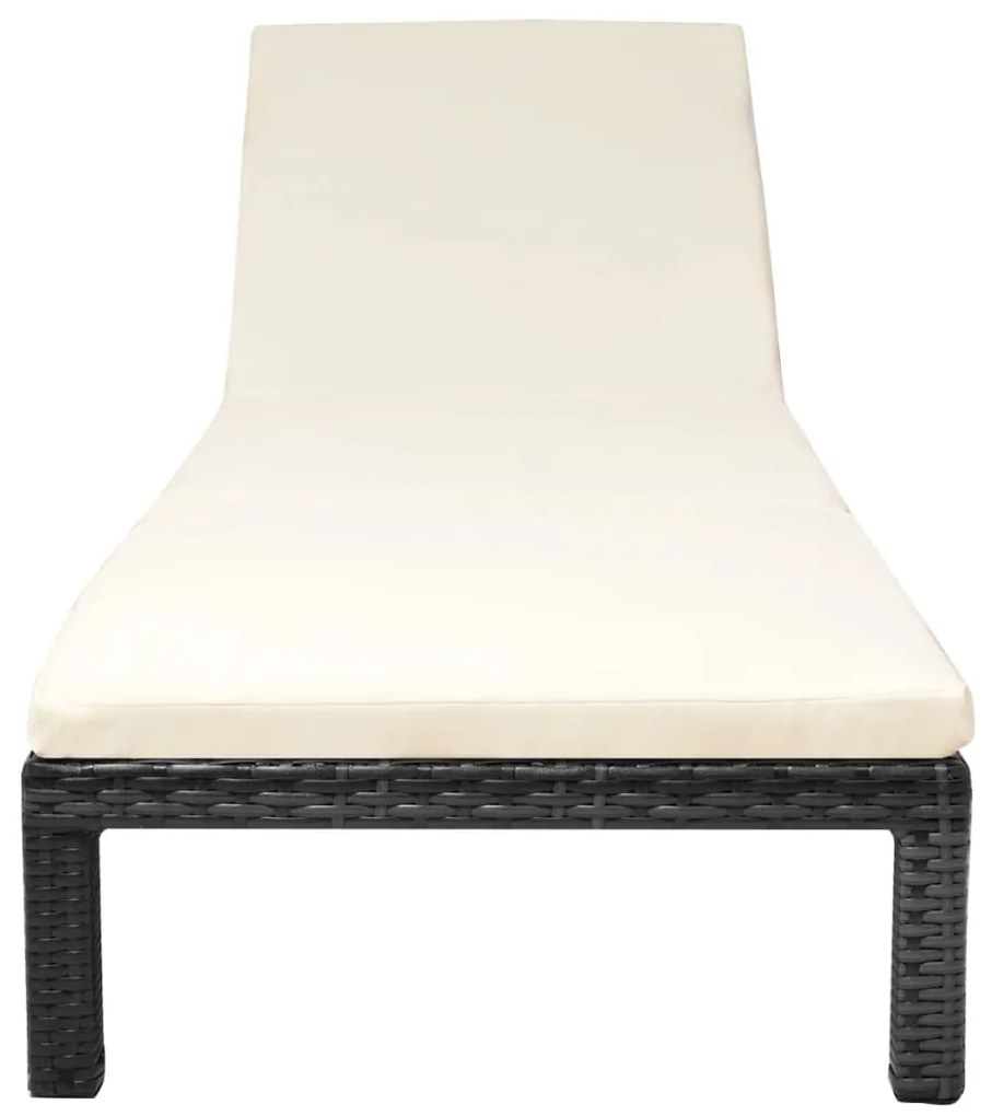 vidaXL Ξαπλώστρα Μαύρη από Συνθετικό Ρατάν με Μαξιλάρι